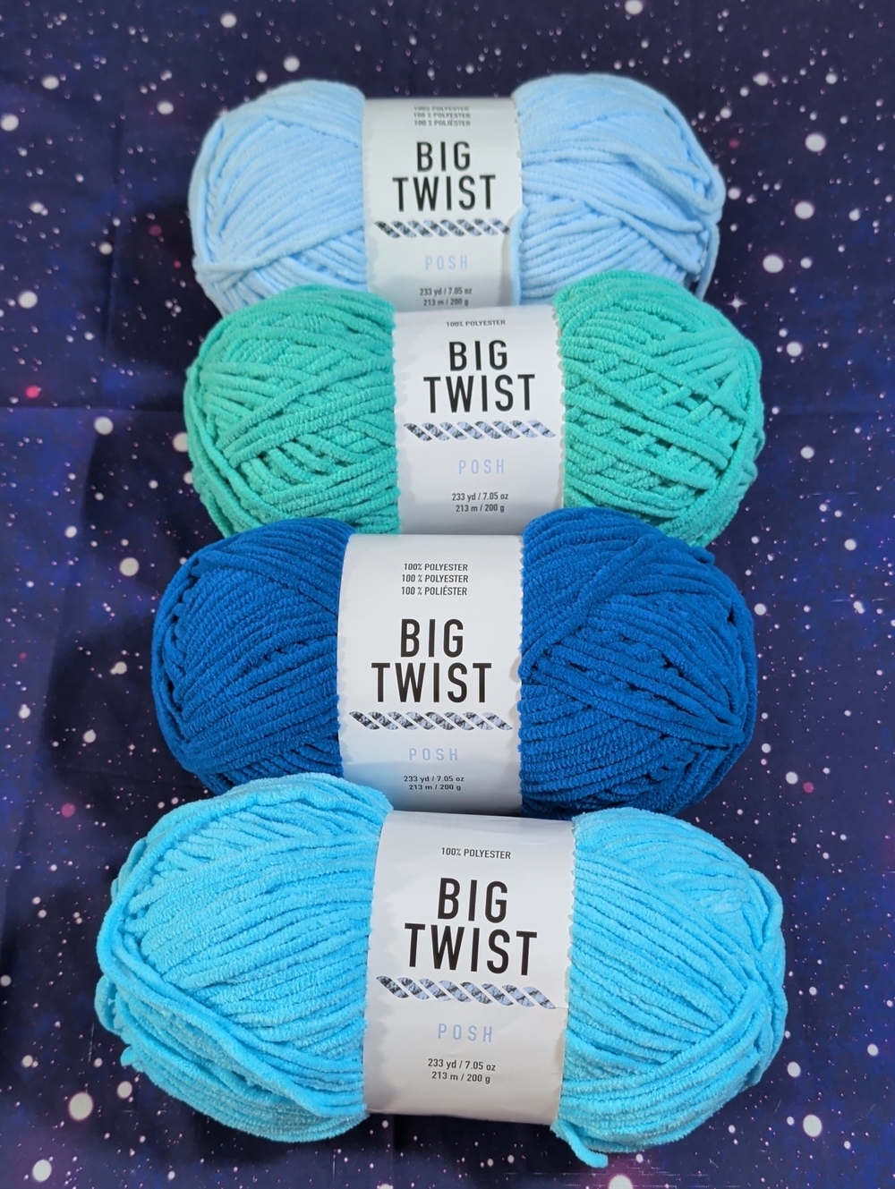 4 Brand New Skeins Big Twist POSH Yarn BLUES 💙 Smoke Free FROM JOANNS